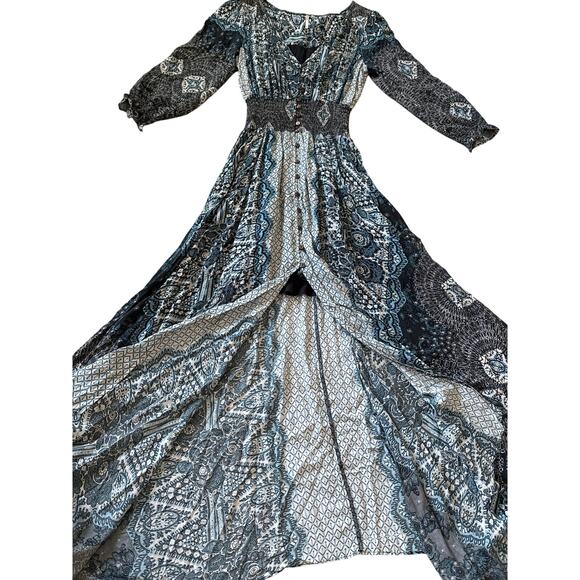 Free People Rare Mexicali Rose Print Maxi Dress Black Size Small - Picture 8 of 12